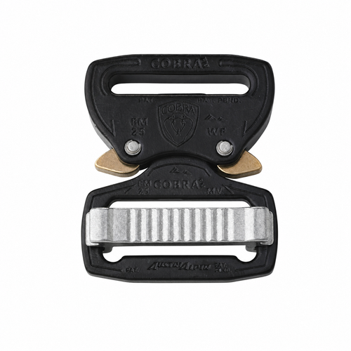 Black Austri-Alpin 25mm Cobra FM buckle on white background