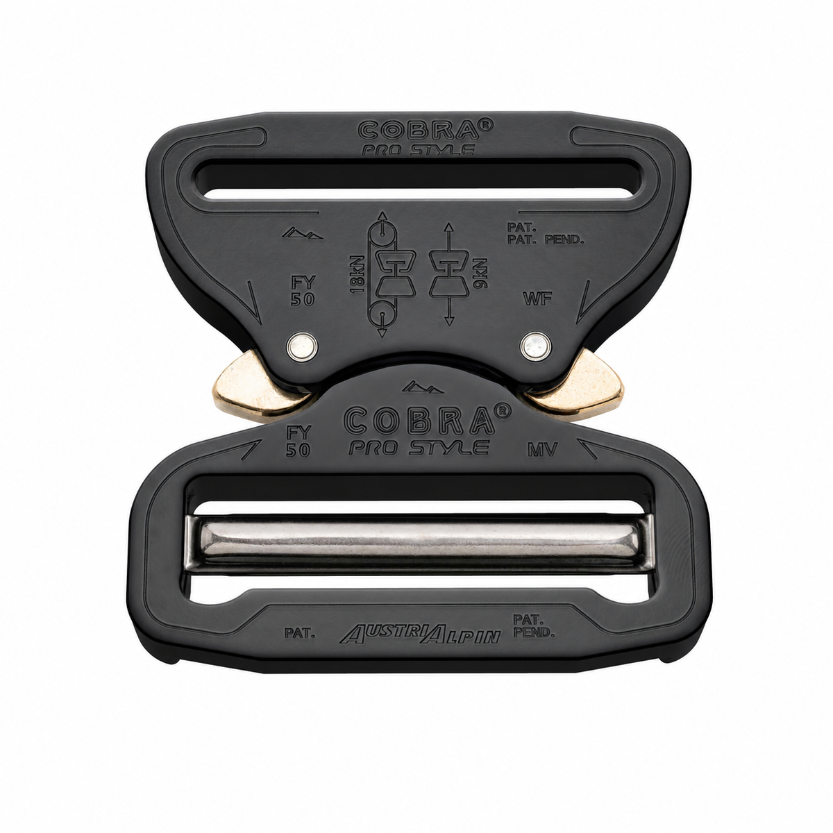 50mm Austri-Alpin Cobra Pro-Style Buckle Black isolated on white background