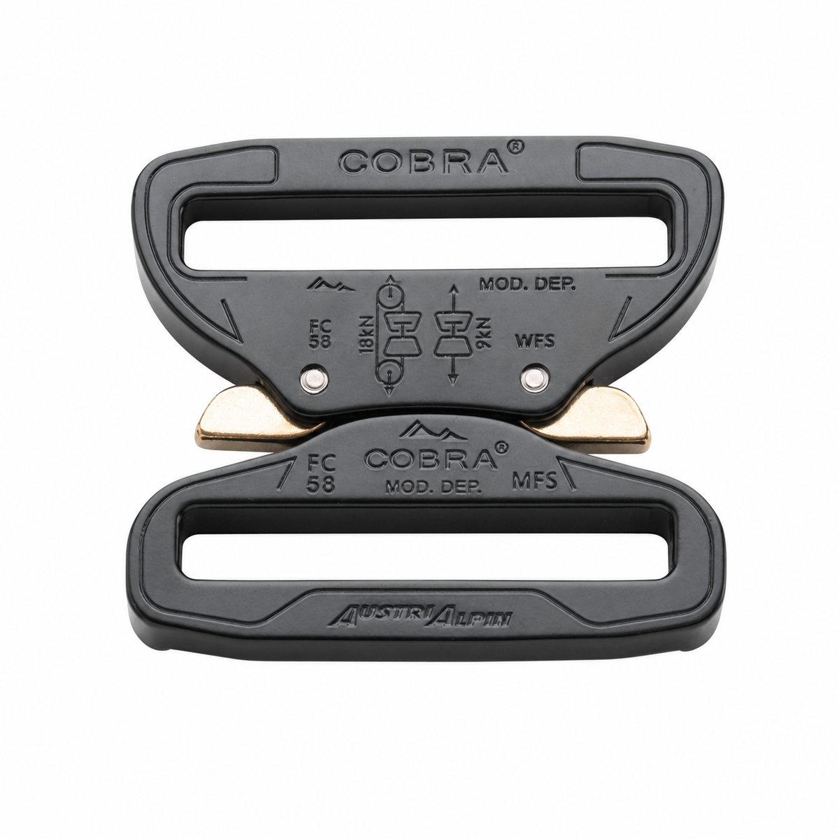 58mm Austri-Alpin Cobra Pro-Style Buckle Black isolated on white background