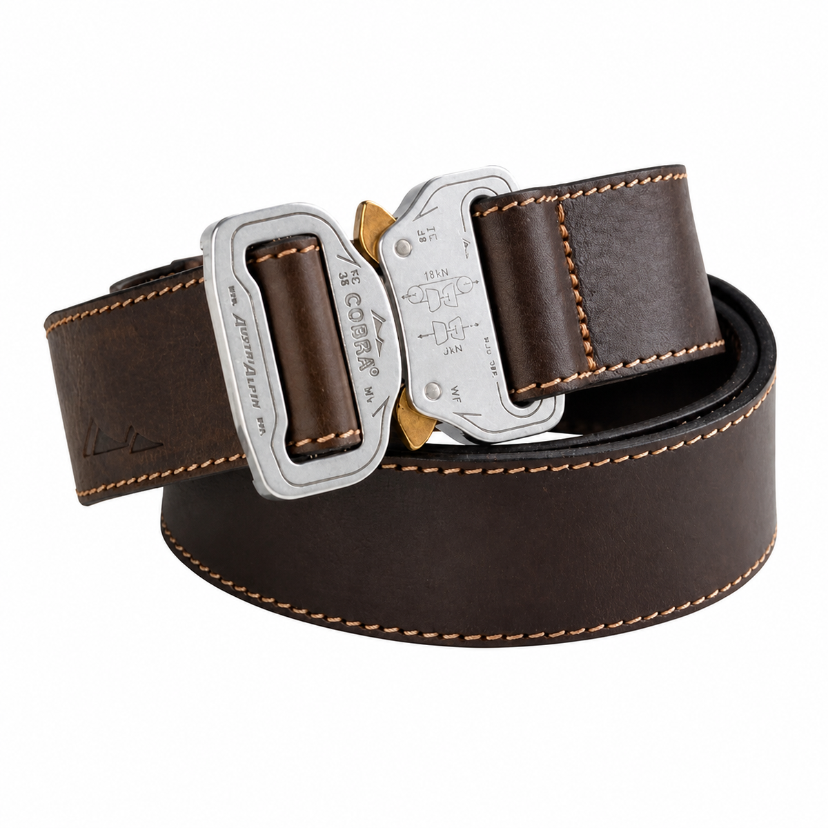 Austri-Alpin Brown Cobra Leather Belt isolated on white background
