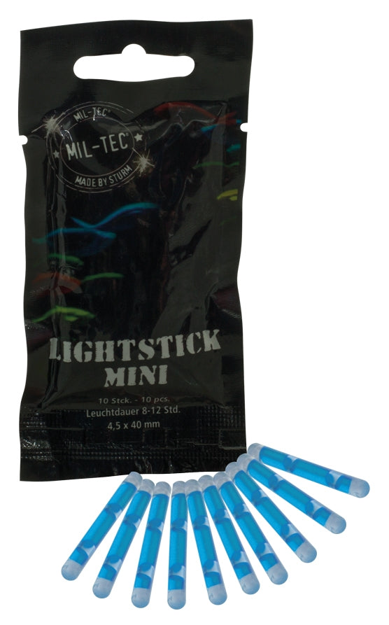 Mil-Tec Mini Chem-Light, 10 Pack Blue.