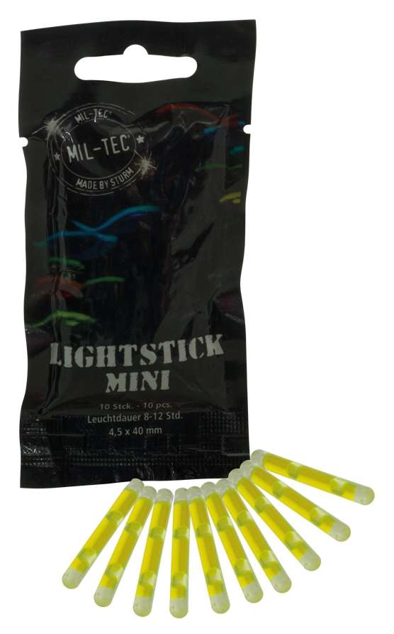 Mil-Tec Mini Chem-Light, 10 Pack yellow.