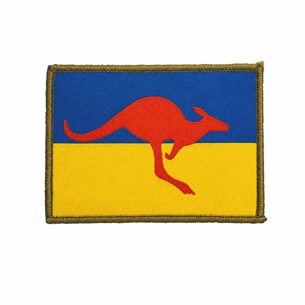 Ukraine–Australia fundraising patch in blue, yellow and orange.